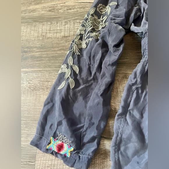 JOHNNY WAS Milton Embroidered Zip-Front Jacket Medium Floral Aztec Tribal Grey - Picture 4 of 8